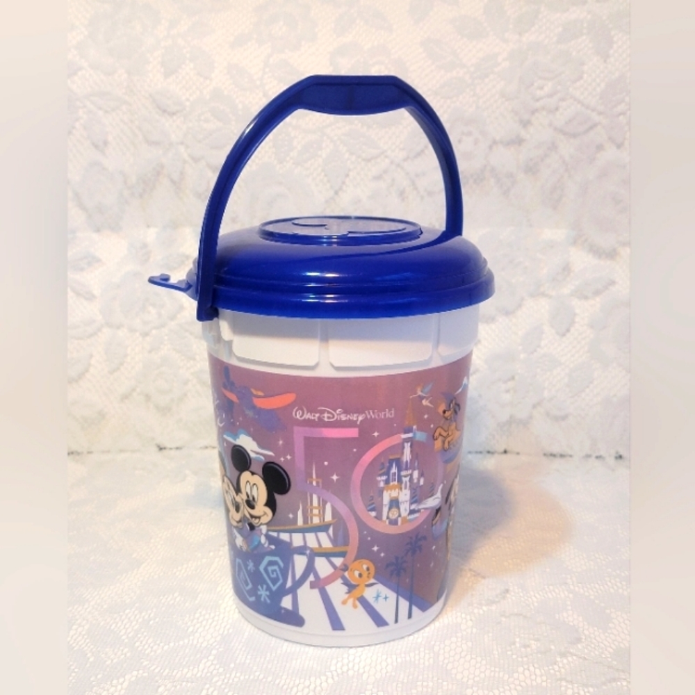 Walt Disney World 50th Anniversary Souvenir Popcorn Bucket with Blue Lid
